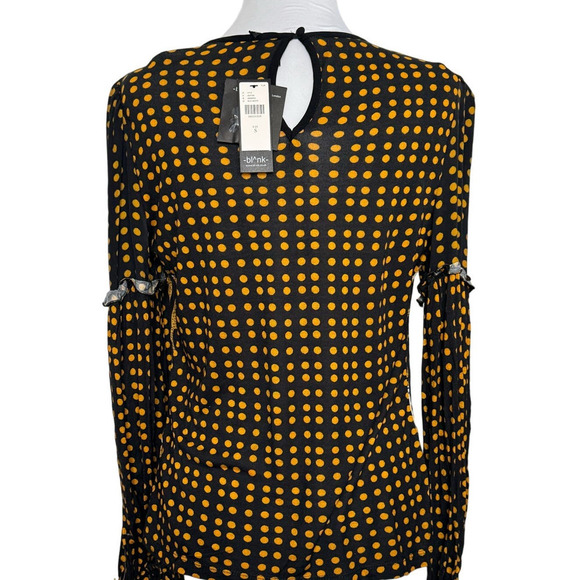 Bl^nk London Blouse Long Sleeve Top Cats Cheetah Black Size XS New - Picture 4 of 9